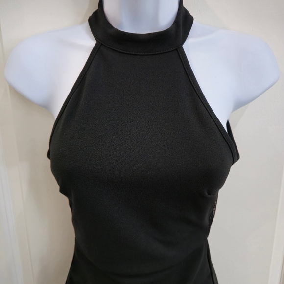 NEW Windsor Black Drop Waist Dress Asymmetrical Wrap Midi Skirt Open Back - Picture 5 of 17